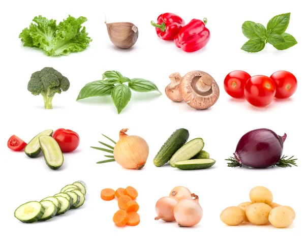 Colección Verduras Aisladas Sobre Fondo Blanco Conjunto Diferentes Verduras Crudas —  Fotos de Stock