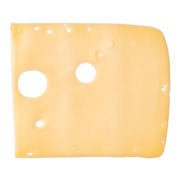 Eine Käsescheibe Isoliert Auf Weißem Hintergrund Ansicht Von Oben Flach — Stockfoto