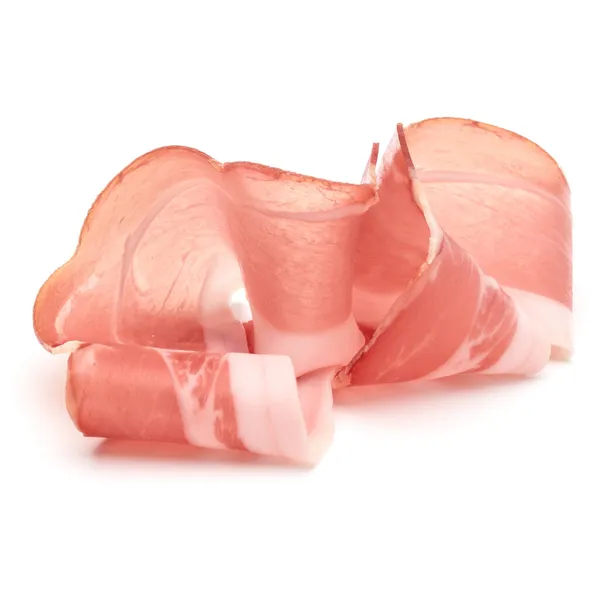 Talyan Prosciutto Crudo Veya Jamon Çiğ Jambon Beyaz Arkaplanda Izole — Stok fotoğraf