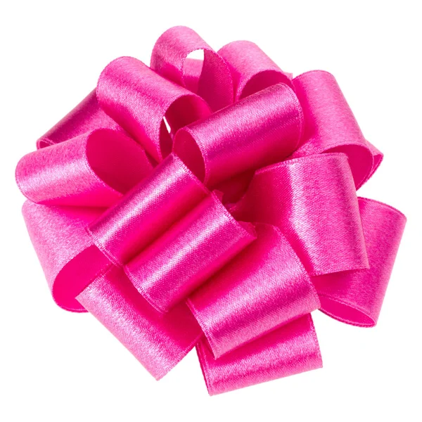 Stora Runda Band Rosett Rosa Färg Isolerad Vit Bakgrund Närbild — Stockfoto