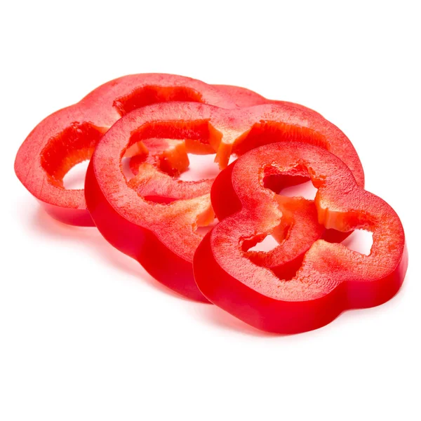 Red Sweet Bell Pepper Slices Isolated White Background Cutout — Stock Photo, Image