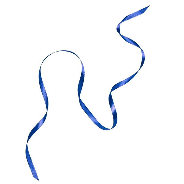Εσωτερικη Λαμπερά Σατέν Κορδέλα Μπλε Χρώμα Που Απομονώνονται Λευκό Φόντο — Φωτογραφία Αρχείου