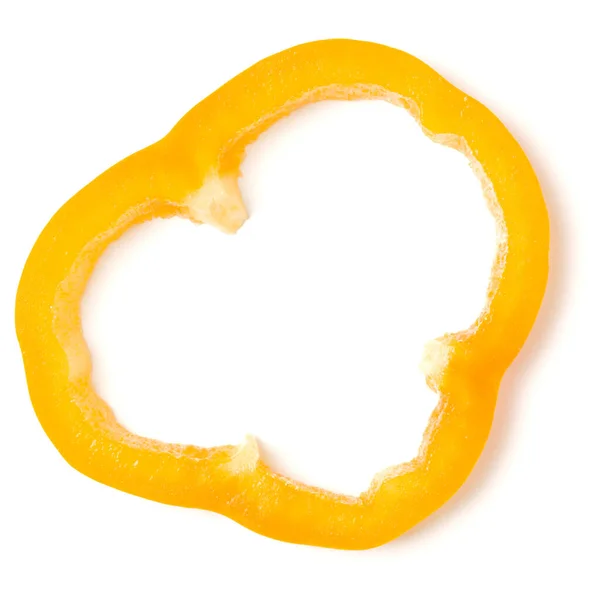 Yellow Pepper Slice Isolated White Background Cutout Top View Flat — Stock Photo, Image