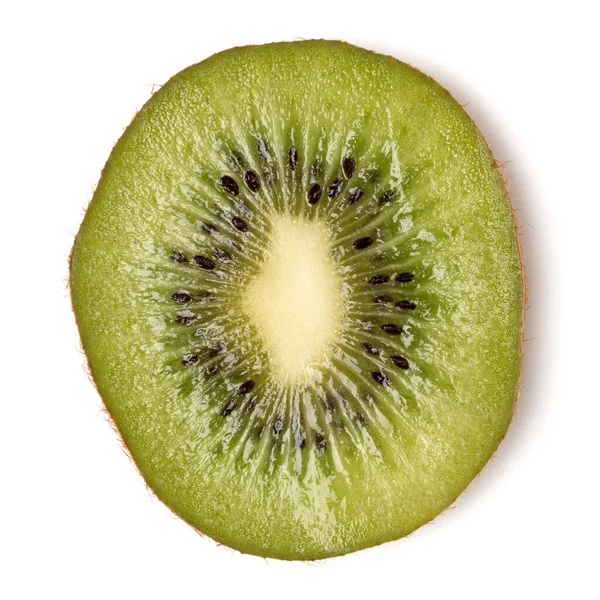 Kiwi Frukt Skiva Isolerad Vit Bakgrund Närbild Kiwifruit Slice Flatlay — Stockfoto