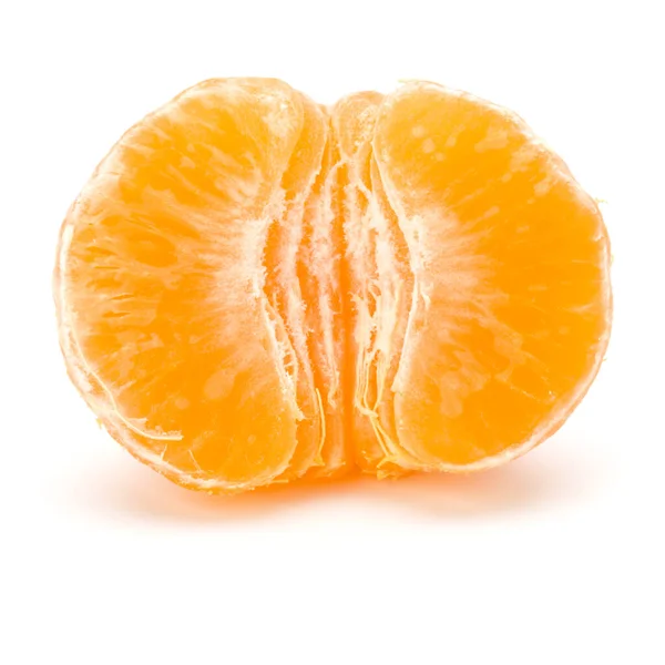 Mandarina Pelada Fruta Mandarina Medio Aislada Sobre Fondo Blanco Recorte —  Fotos de Stock