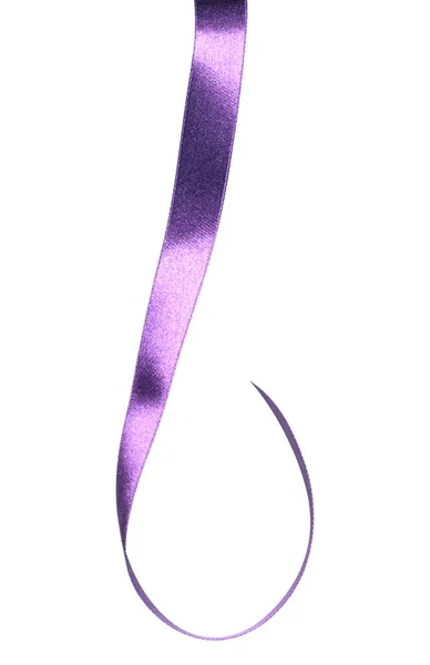 Glänzende Satinband Lavendelfarbe Isoliert Auf Weißem Hintergrund Nahaufnahme — Stockfoto