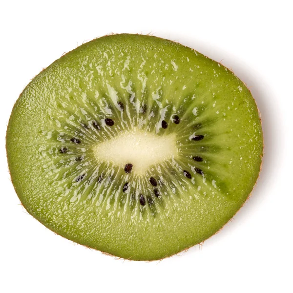 Kiwi Frukt Skiva Isolerad Vit Bakgrund Närbild Kiwifruit Slice Flatlay — Stockfoto