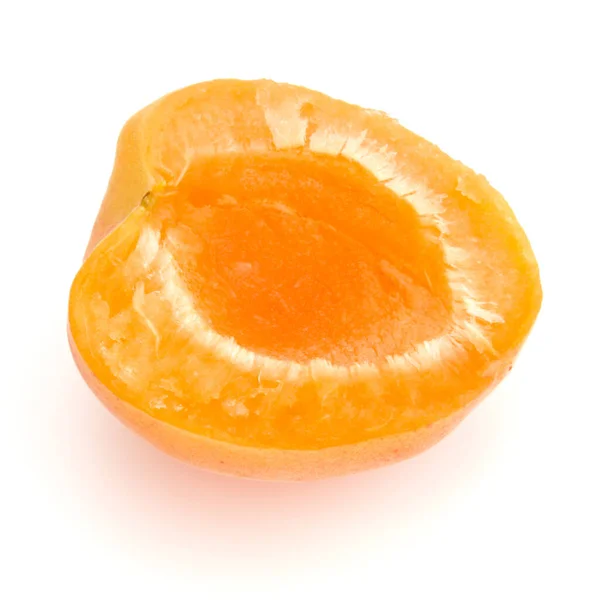 One Apricot Half Isolated White Background Cutout — Stock Photo, Image