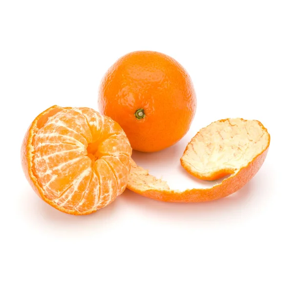 Mandarine Pelée Fruit Mandarine Isolé Sur Fond Blanc Découpe — Photo