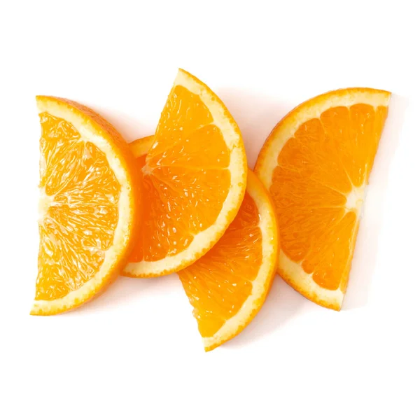 Orangenschnitten Layout Isoliert Auf Weißem Hintergrund Nahaufnahme Lebensmittel Hintergrund Flache — Stockfoto