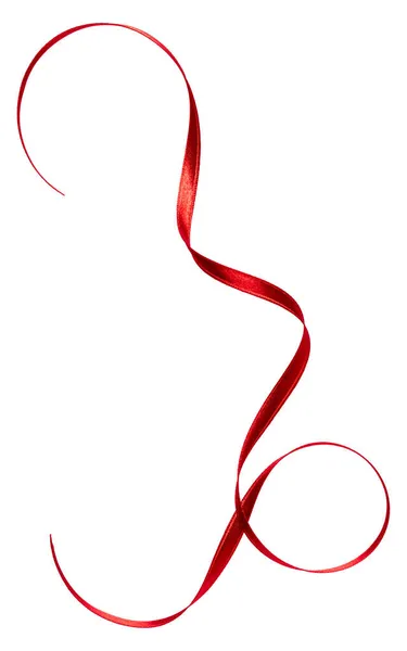 Λαμπερό Σατέν Κορδέλα Κόκκινο Χρώμα Που Απομονώνονται Λευκό Φόντο Κοντινό — Φωτογραφία Αρχείου