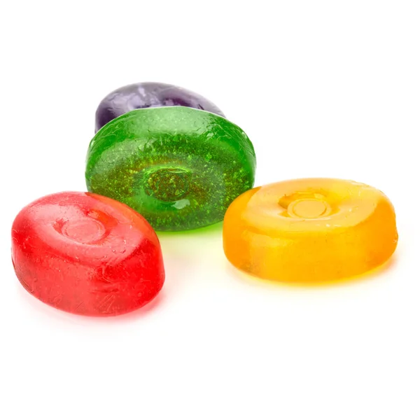 Quatre Fruits Colorés Bonbons Sucre Dur Chéries Bouillies Prunes Sucre — Photo