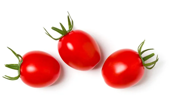 Cherry Tomatoes Isolated White Background Top View Flat Lay — Stock Photo, Image