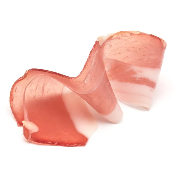 Talyan Prosciutto Crudo Veya Jamon Çiğ Jambon Beyaz Arkaplanda Izole — Stok fotoğraf