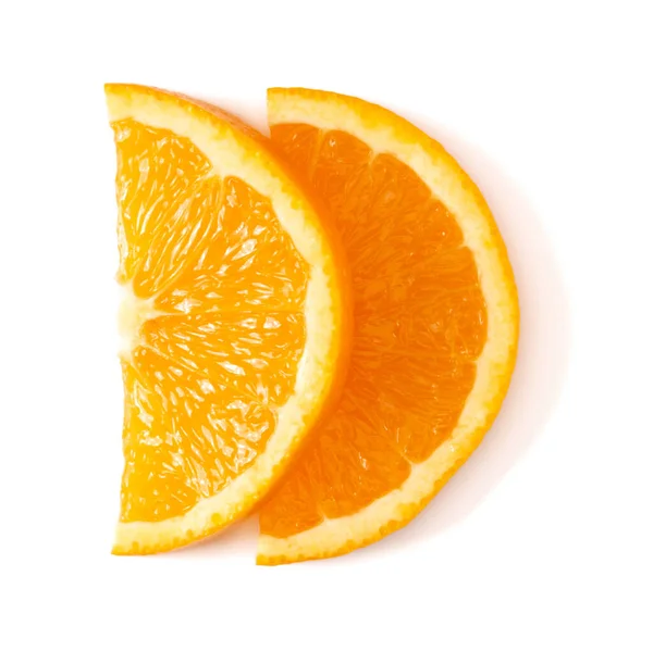 白い背景の上に孤立オレンジ果実スライスレイアウトを閉じます 食べ物の背景 フラットレイアウト トップビュー — ストック写真
