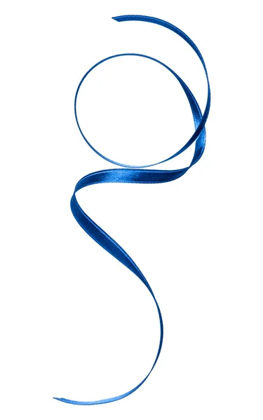 Glänzende Satinband Blauer Farbe Isoliert Auf Weißem Hintergrund Aus Nächster — Stockfoto