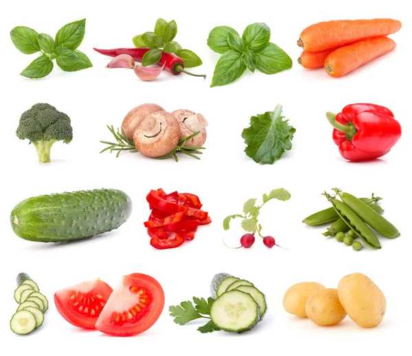 Colección Verduras Aisladas Sobre Fondo Blanco Conjunto Diferentes Verduras Crudas —  Fotos de Stock