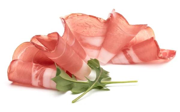 Italiaanse Prosciutto Crudo Jamon Rauwe Ham Geïsoleerd Witte Achtergrond — Stockfoto