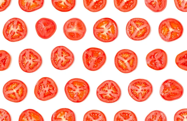 Nahtloses Muster Aus Tomatenscheiben Flache Lage Draufsicht Food Konzept Gemüse — Stockfoto