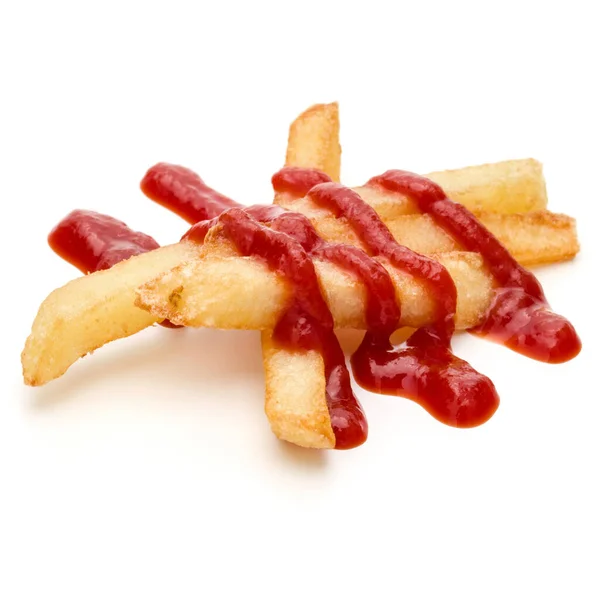 Batatas Fritas Francesas Com Ketchup Isolado Sobre Fundo Branco — Fotografia de Stock