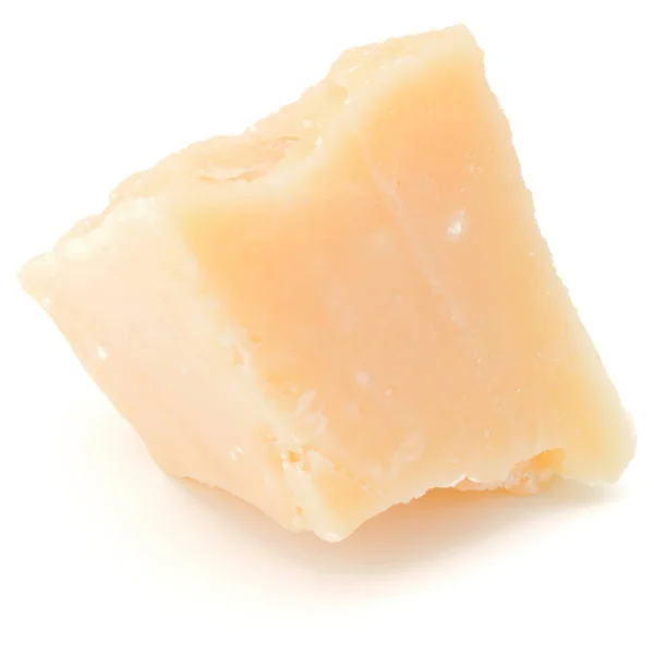 Ένα Κομματάκι Τυρί Παρμεζάνα Που Απομονώνονται Λευκό Φόντο Cutout — Φωτογραφία Αρχείου