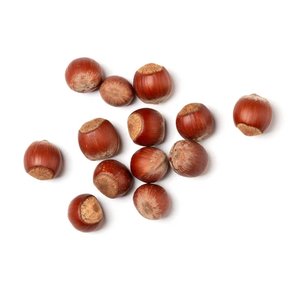 Hazelnuts Изолированы Белом Фоне Крупным Планом Концепция Питания Вид Сверху — стоковое фото