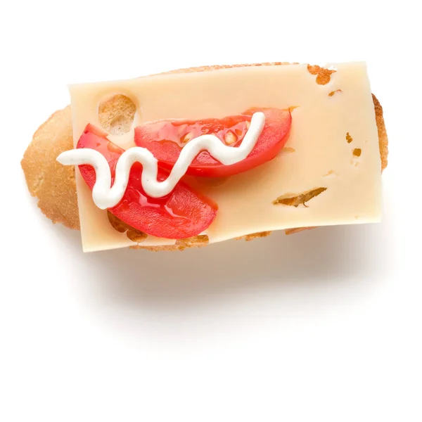 Offenes Sandwich Canape Oder Crostini Isoliert Auf Weißem Hintergrund Nahaufnahme — Stockfoto