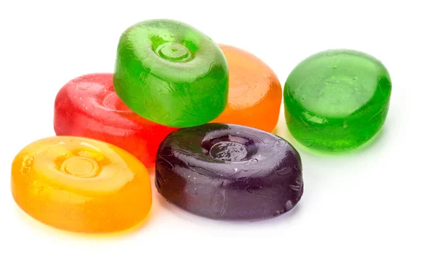 Bunte Früchte Harte Zuckerbonbons Gekochte Süßigkeiten Oder Zuckerpflaumen Isoliert Auf — Stockfoto