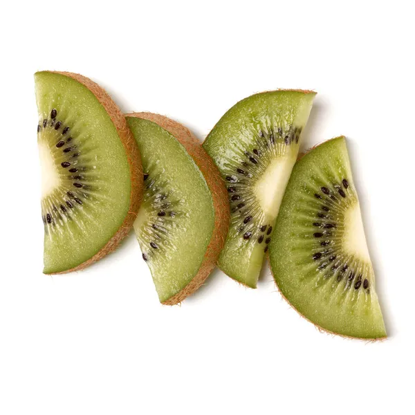 Felii Fructe Kiwi Izolate Fundal Alb Closeup Jumătate Din Felia — Fotografie, imagine de stoc
