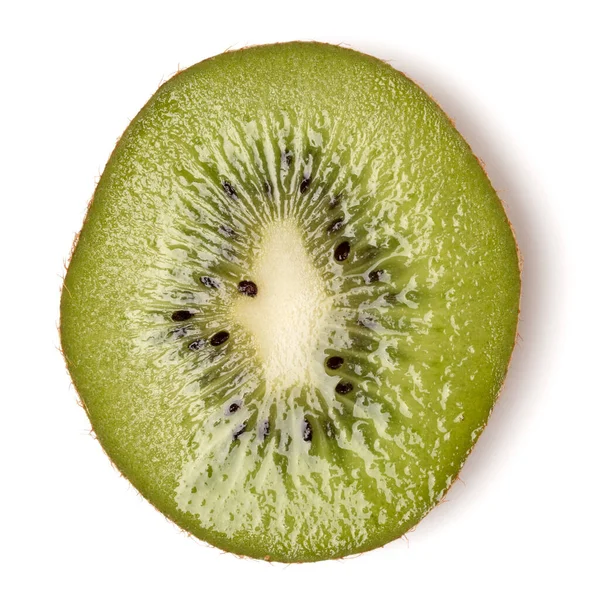 Kiwi Frukt Skiva Isolerad Vit Bakgrund Närbild Kiwifruit Slice Flatlay — Stockfoto