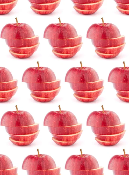 Czerwone Pokrojone Jabłko Wyizolowane Białym Tle Płynny Wzorzec Żywienia — Zdjęcie stockowe