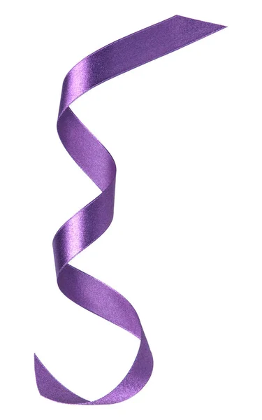 Glänsande Sidenband Lavendel Färg Isolerad Vit Bakgrund Närbild — Stockfoto