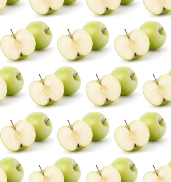 Yeşil Elma Beyaz Arka Planda Izole Edilmiş Kusursuz Yemek Kalıbı — Stok fotoğraf