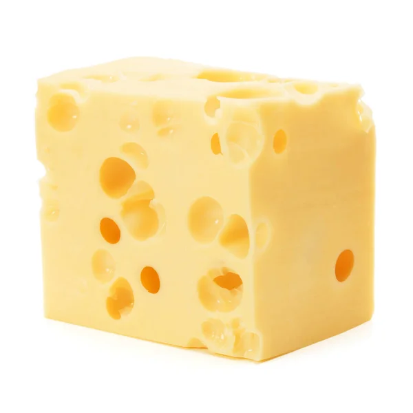 Beyaz Arka Plan Kesme Izole Peynir Blok — Stok fotoğraf