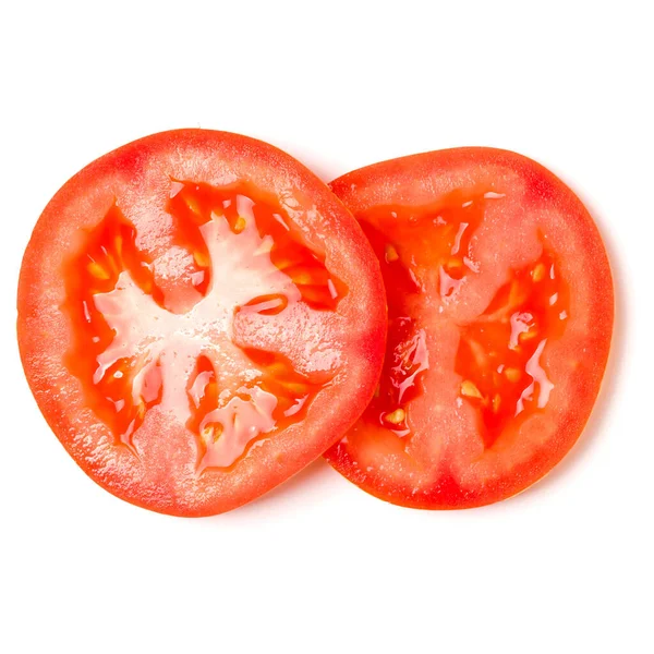Potongan Tomat Yang Diisolasi Dengan Latar Belakang Putih Tampilan Atas — Stok Foto
