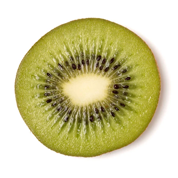 Jeden Kawałek Owoców Kiwi Izolowane Białym Tle Zbliżenie Kiwi Plasterek — Zdjęcie stockowe