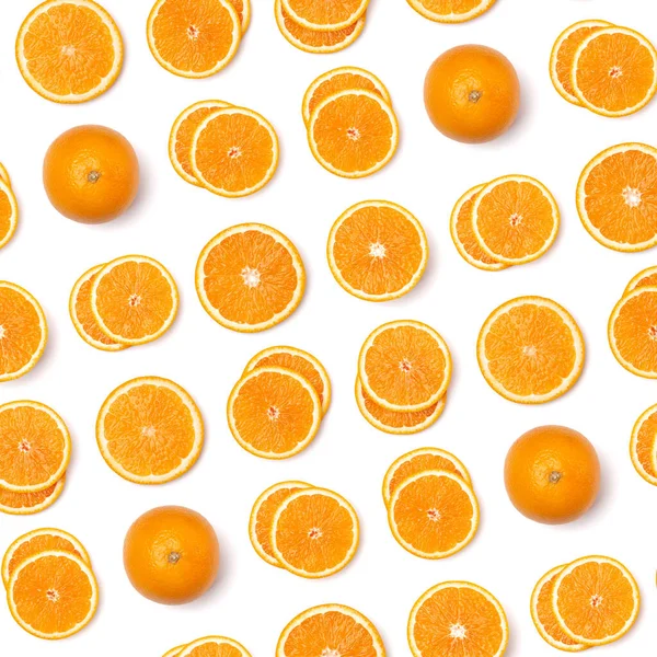 Modello Fette Frutta Arancione Fette Arancia Isolate Sfondo Bianco Esperienza — Foto Stock