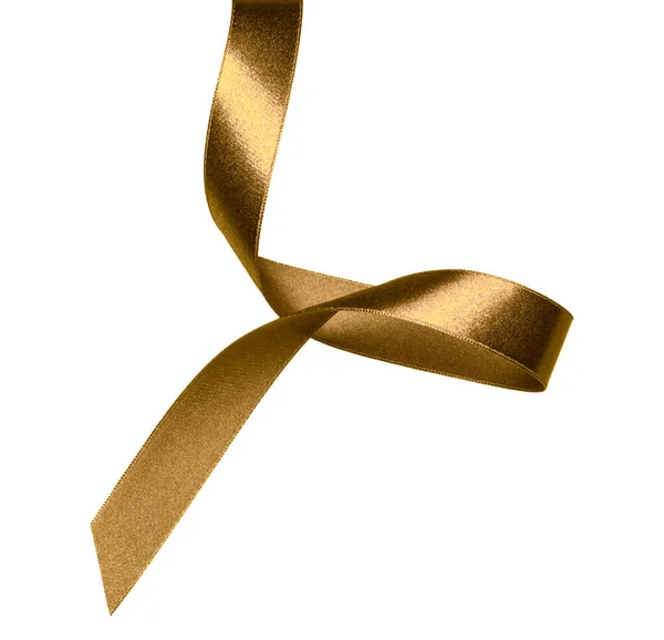 Shiny Satin Ribbon Brown Color Isolated White Background Close Ribbon — Stock Photo, Image