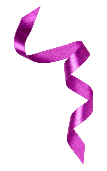 Shiny Satin Ribbon Lilac Color Isolated White Background Close — Stock Photo, Image