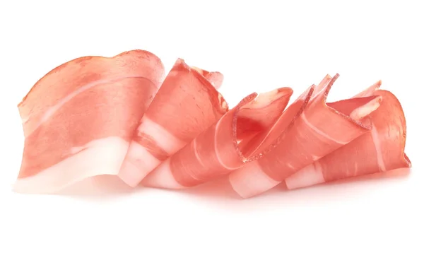 Prosciutto Crudo Italiano Jamón Jamón Crudo Aislado Sobre Fondo Blanco —  Fotos de Stock