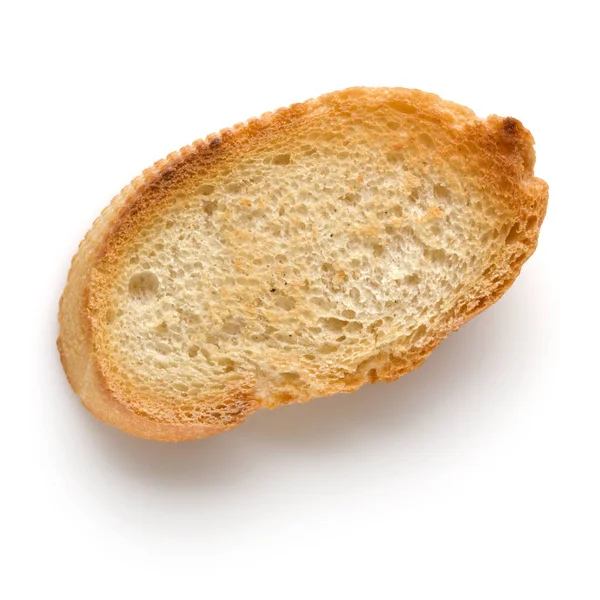 Geroosterde Stokbrood Plak Geïsoleerd Witte Achtergrond Close Toast Crouton Bovenaanzicht — Stockfoto