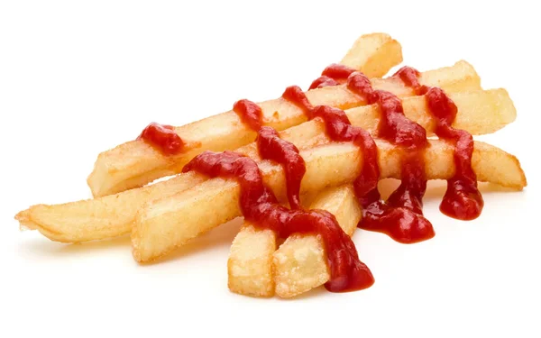 Francia Sült Burgonyával Ketchuppal Elszigetelt Fehér Background — Stock Fotó