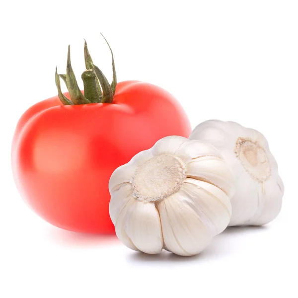 Légumes Isolés Tomate Ail Isolé Sur Fond Blanc — Photo