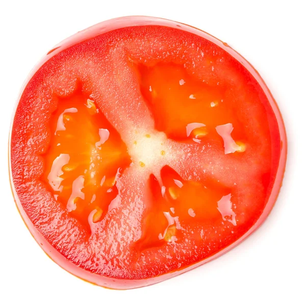 Slice Tomato Isolated White Background Top View Flat Lay — Stock Photo, Image