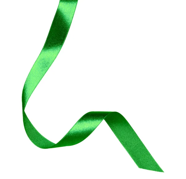 Glänzendes Satinband Grüner Farbe Isoliert Auf Weißem Hintergrund Bandbild Für — Stockfoto