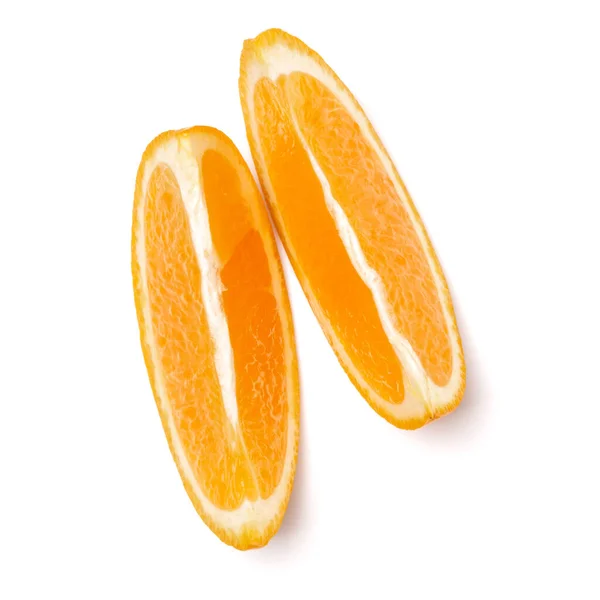 Orange Frukt Skiva Isolerad Vit Bakgrund Närbild Mat Bakgrund Platt — Stockfoto