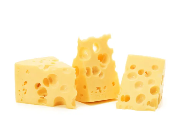 Cheese Block Isolated White Background Cutout — Stock Photo, Image
