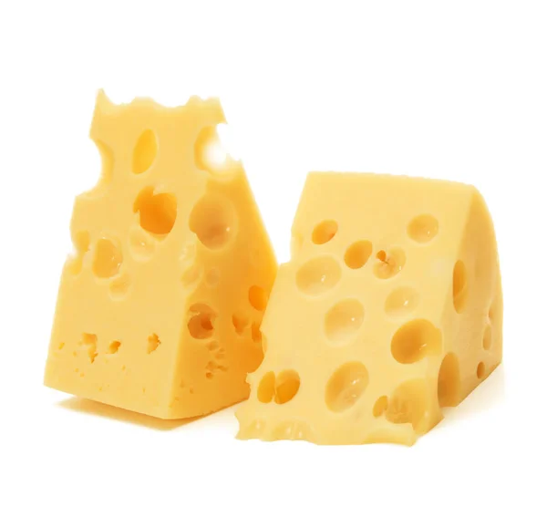 Cheese Block Isolated White Background Cutout — Stock Photo, Image