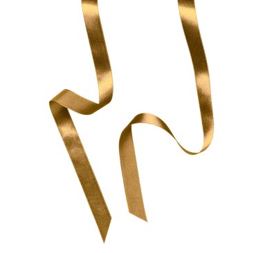 Beyaz arka plan üzerinde izole kahverengi renkte parlak saten kurdele yakın çekim