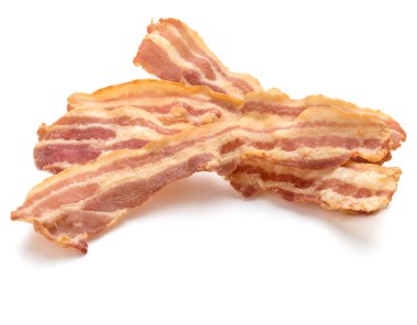Beyaz arka plan üzerinde izole jambon pişmiş gevrek dilimleri